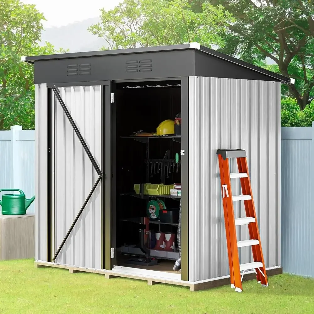 

Outdoor Storage Shed 5x3FT Heavy Duty Metal Tool Sheds Storage House Lockable