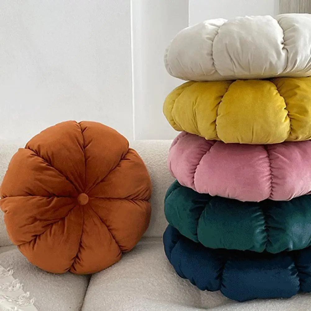 

Floor Cushion Fashion Soft Lightweight Round Creative Pumpkin Throw Pillow Handmade Pleated Decor for Indoor