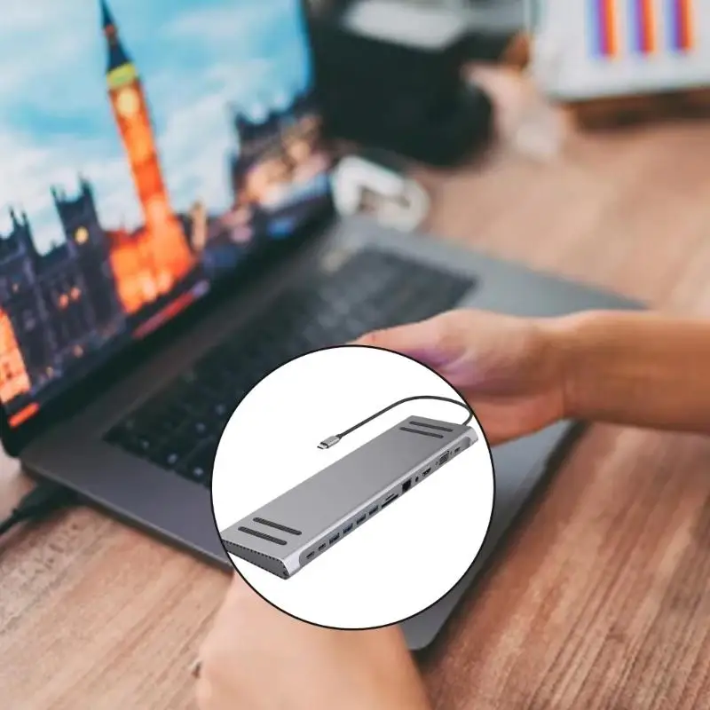 محطة إرساء USB C 14 في مراكز واحدة لأجهزة الكمبيوتر المحمولة مع HDMIS Ethernet و Audios K1KF