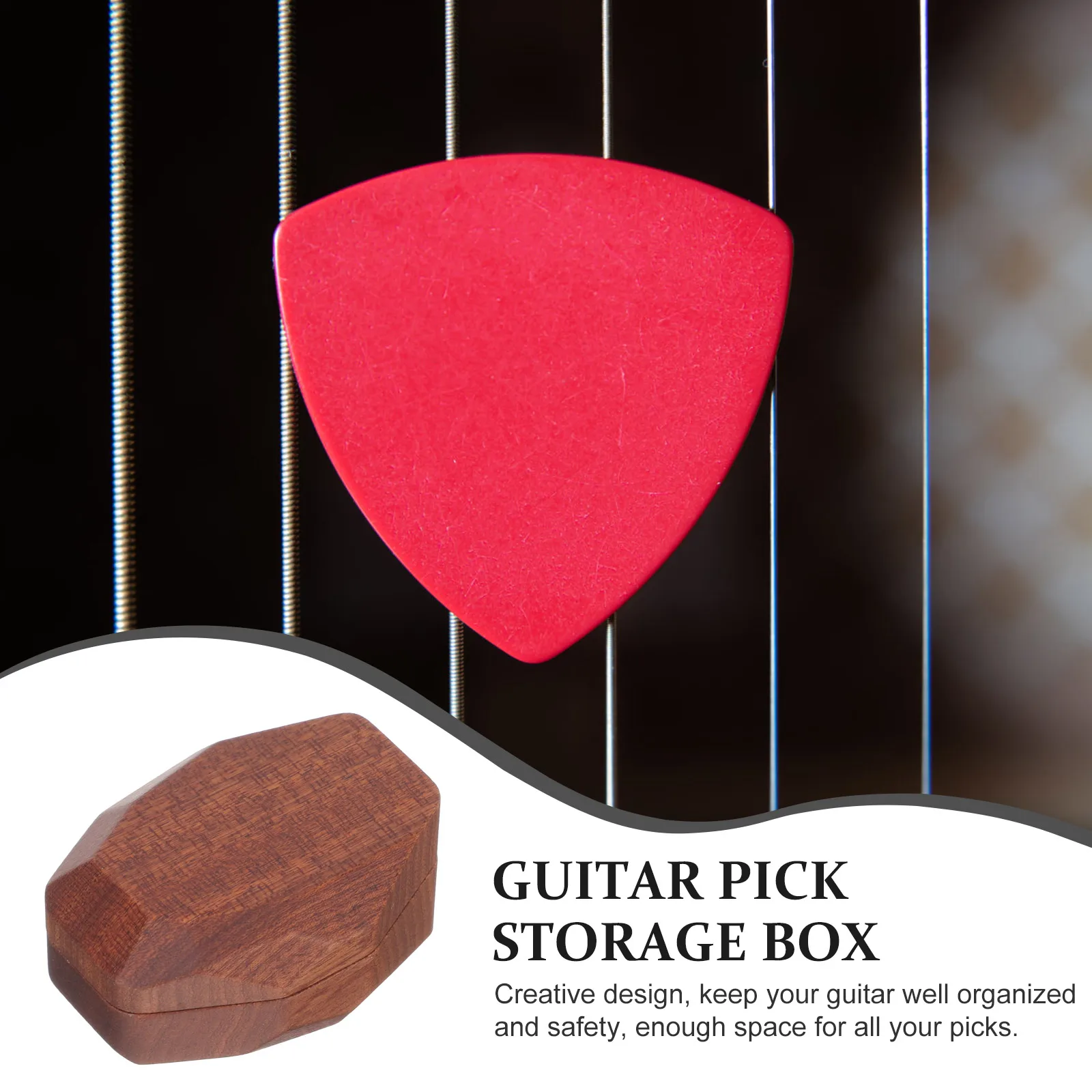 

Guitar Pick Storage Box Container Case Electric Wood Holder Ukulele Organizer Wooden Shaped Travel