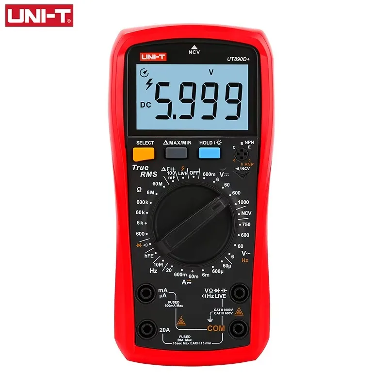 Digital Multimeter True RMS UT890C UT890D+ Manual Range AC DC Frequency Capacitance Temperature Tester Backlight