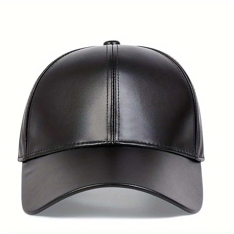 PU Leather Baseball Cap Adjustable Women Men Hat  Magic Tape Visor Light Board Black Hip Hop Cap Outdoor Sun Hat Sports Luxury