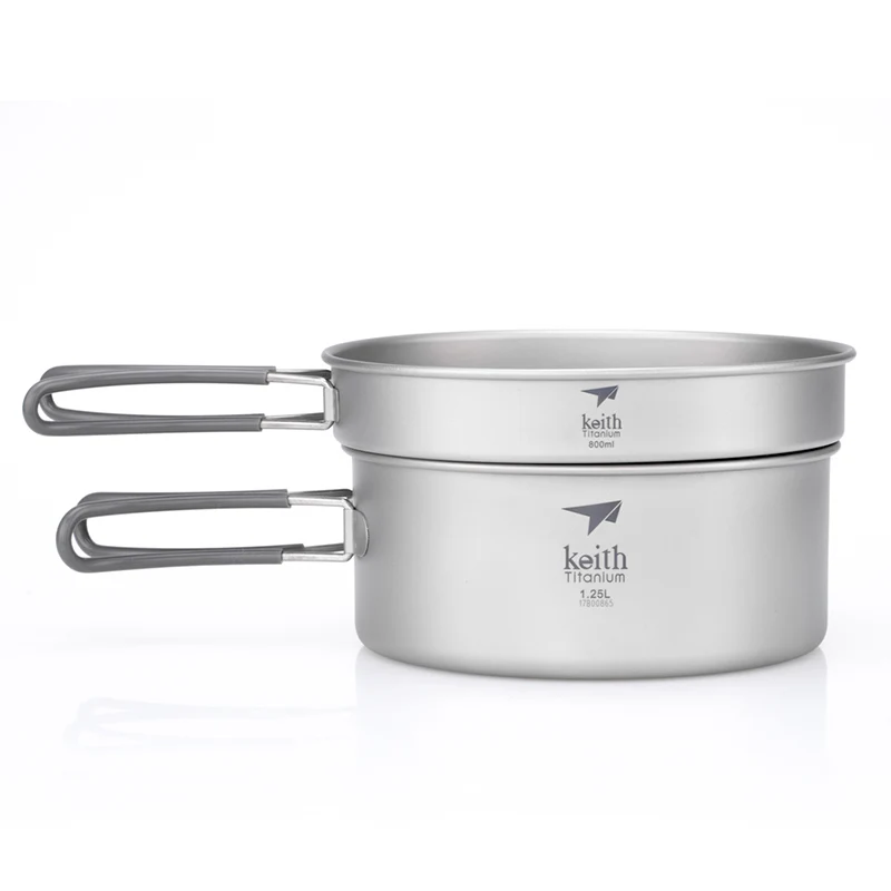 Imagem -05 - Keith Titanium Outdoor Bowls Pot And Pan Cook Grupo Caminhadas e Camping 2.05 l Ti6017 Pcs