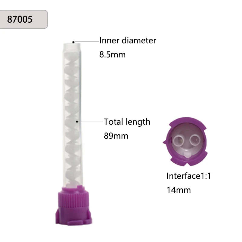 50/100PCS Tandheelkundige Mengtips Siliconen Rubber Mengtip Tandheelkundige Afdrukmaterialen Mengbuis Prothese Laboratorium Kleurbuizen