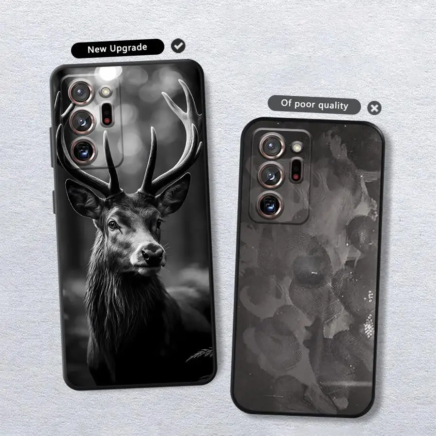 Custodia per Samsung Galaxy Note 9 10 Plus S8 20 Ultra 8 S9 S10 Cover morbida nera per telefono Deep Forest Deer