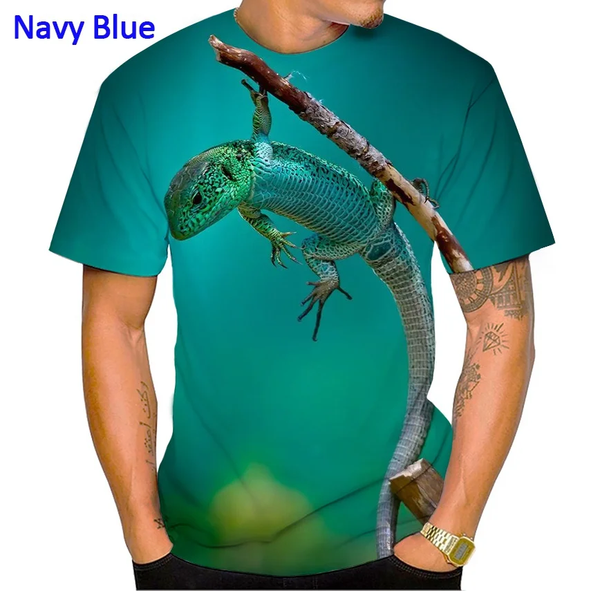 Summer Hot Sale 3D T-shirt Fashion Animal Lizard Print T Shirt Personalized Harajuku Style Street Breathable Short Sleeve Top