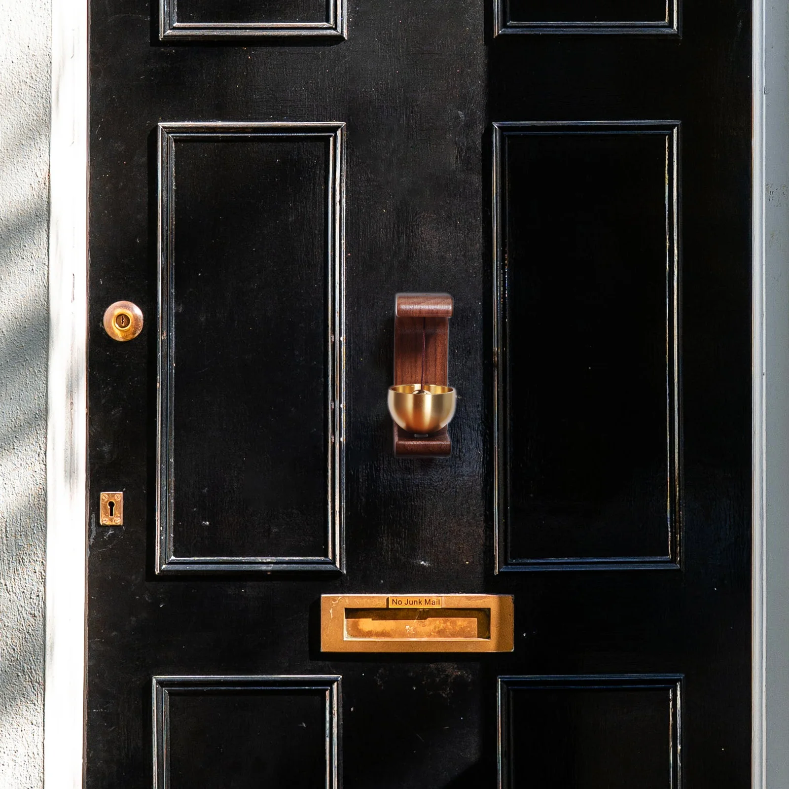 النحاس جرس الباب الرنين مقبض خشبي لمتجر فتح الباب دخول تنبيه متجر الأعمال جرس الزخرفية جرس الباب الثلاجة