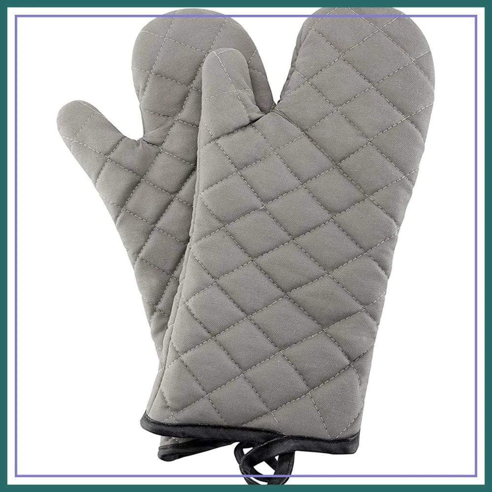 

Heat Resistant Oven Mitts, Quilted Lining Kitchen Gloves, 13 Inches