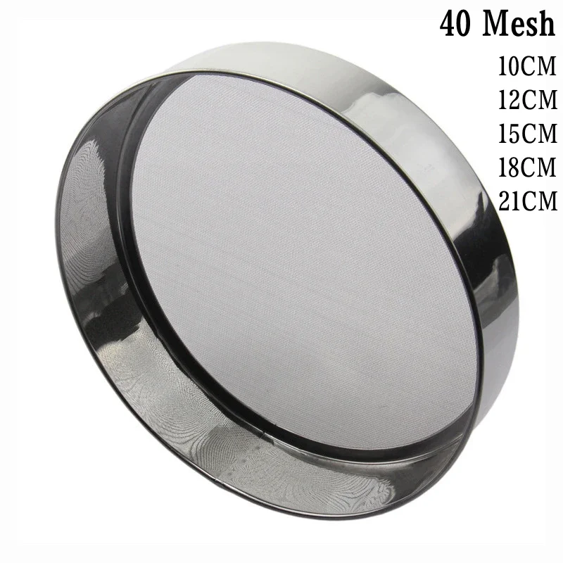 Stainless Steel 40 Mesh Bottom Mesh Flour Sieve Rice Sieve Thickened 10CM~21CM Rice Flour-Sieve Kitchen Baking Mesh Sieve Gadget