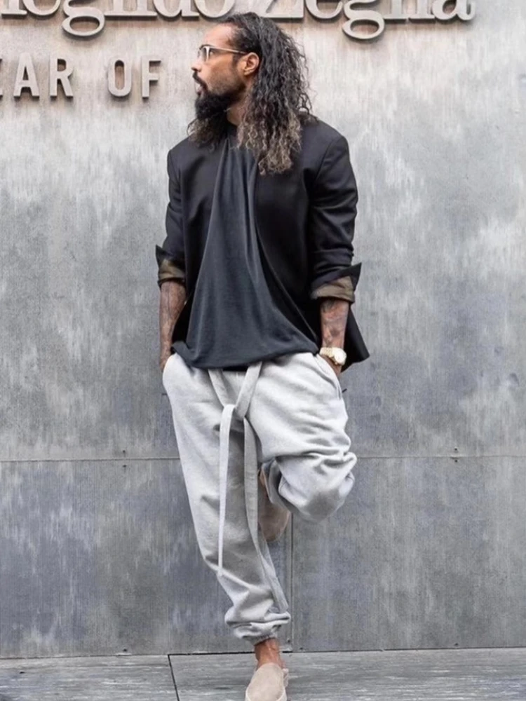 

entials Fog Men's Casual Fce Lined Straight Leg Trousers Autumn Winter Street Sle Comfortable Loose Fit Sweatpants