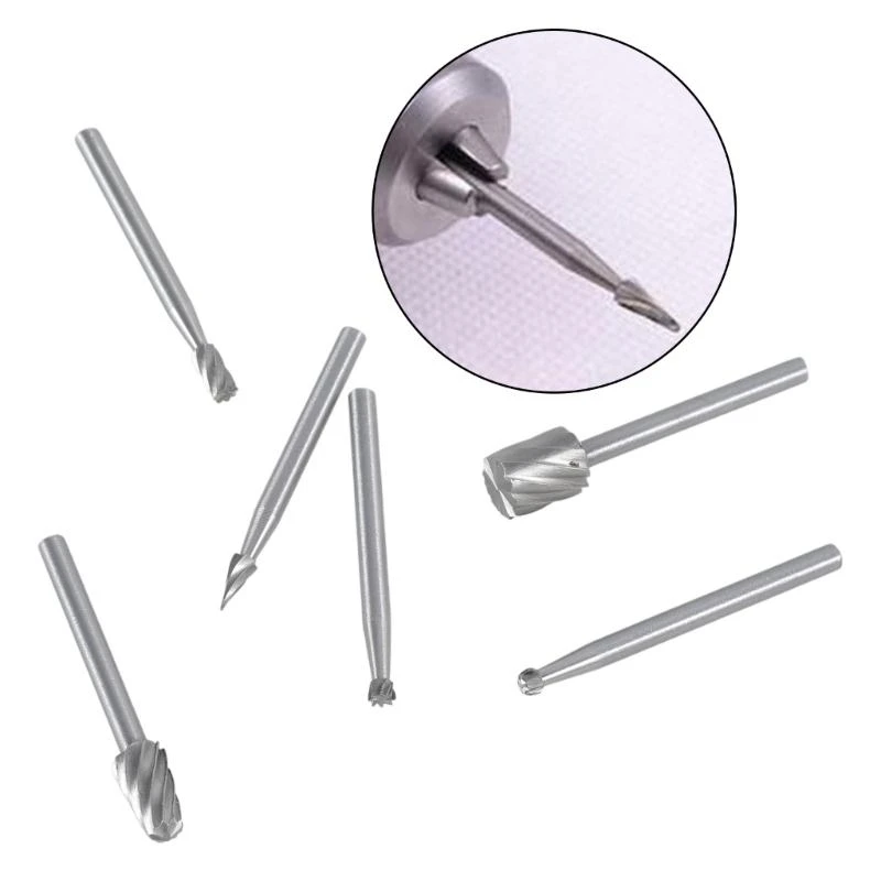 A2UD 6PCS HSS 라우팅 라우터 그라인딩 비트 미니를위한 로타리 도구를위한 BURS BITS BURS
