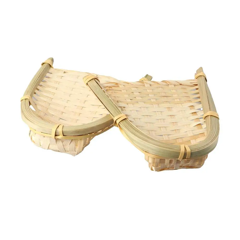 Practical Durable Trendy Knitted Handmade Tasteless Vegetable Storage Tray Bamboo Basket Dustpans Kitchen Supplies