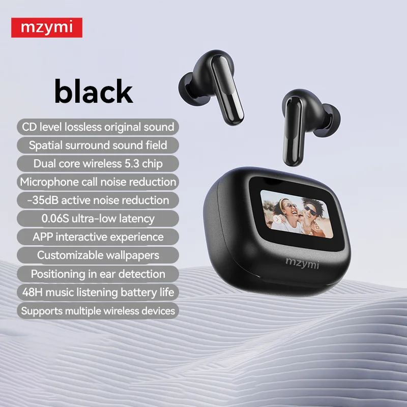 

mzymi V20 ENC Wireless Earbuds Bluetooth5.3 Noise Cancelling Touch Screen Earphones HIFI Stereo Sound LED Screen HIfi Headset