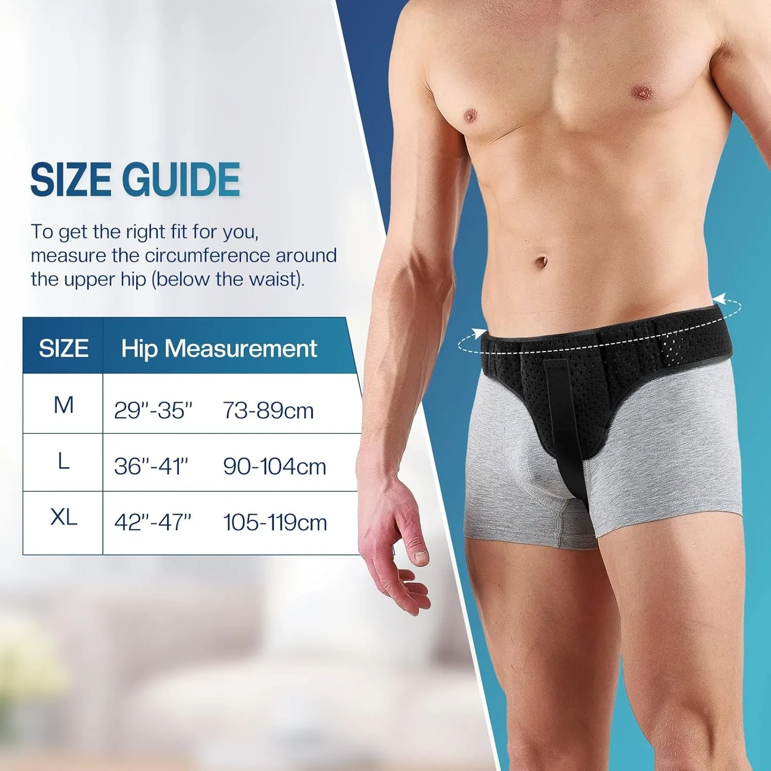 Adjustable Adult Hernia Belt Man Inguinal Groin Support Inflatable Hernia Bag with 1 Removable Compression Pad Pain Relief view 5
