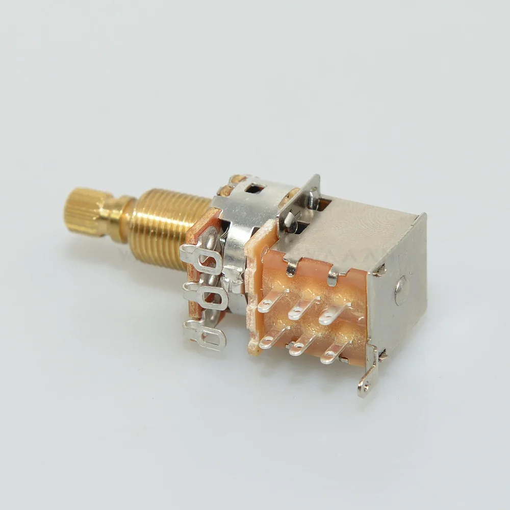 1pcs Guitar Push/Push Potentiometer A250K/B250K/A500K/B500K Brass Short Long Split Shaft New Version No Pull Anymore
