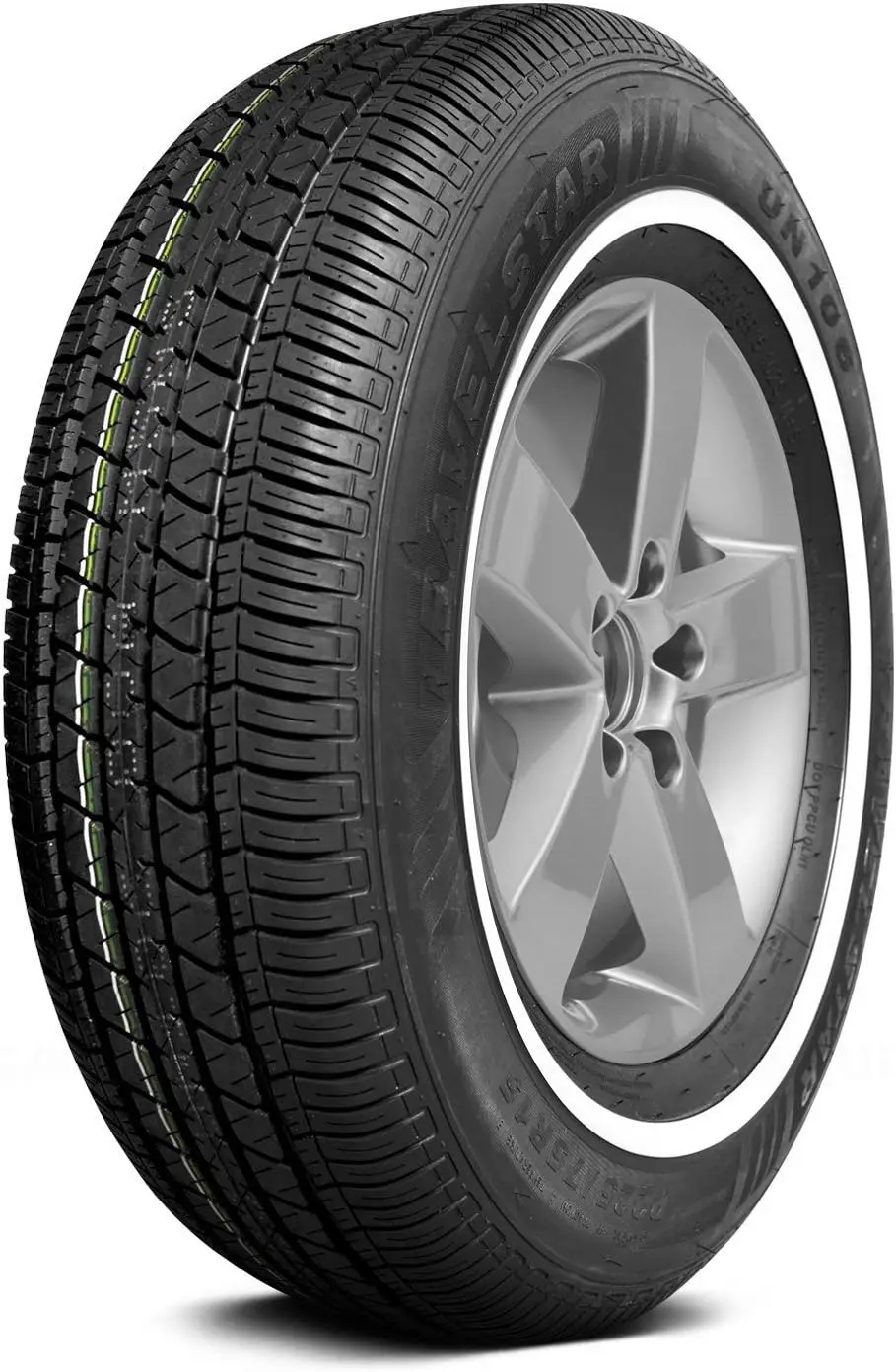 UN106 All Season 18mm White Wall Radial Passenger Car Tire - 205/75R14 95S + Road Hazard Warranty Included 205/75/14 (Tire Only)