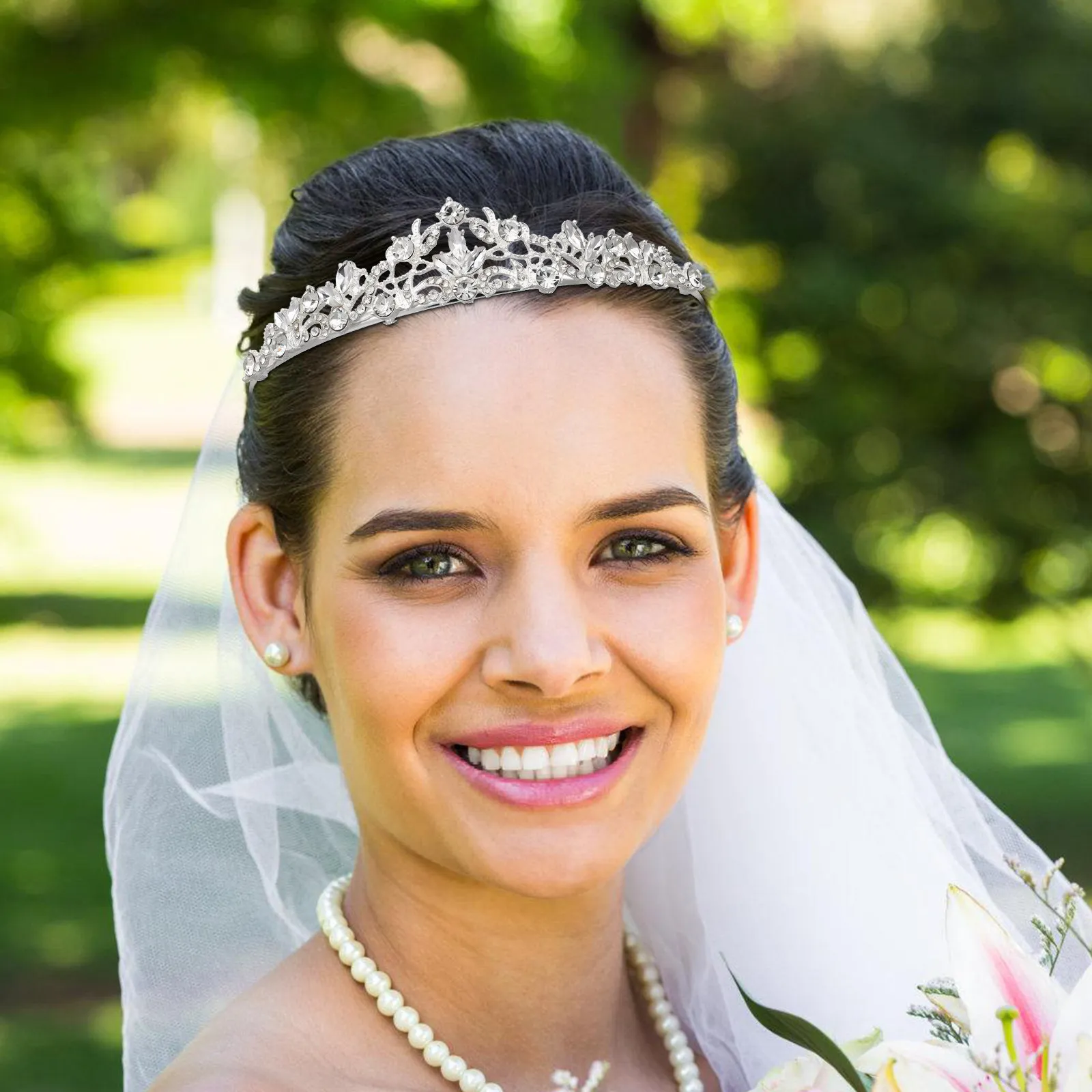 Rhinestone Bridal Headband Crown Tiara for Wedding, Birthday, Performance – Silver Headdress