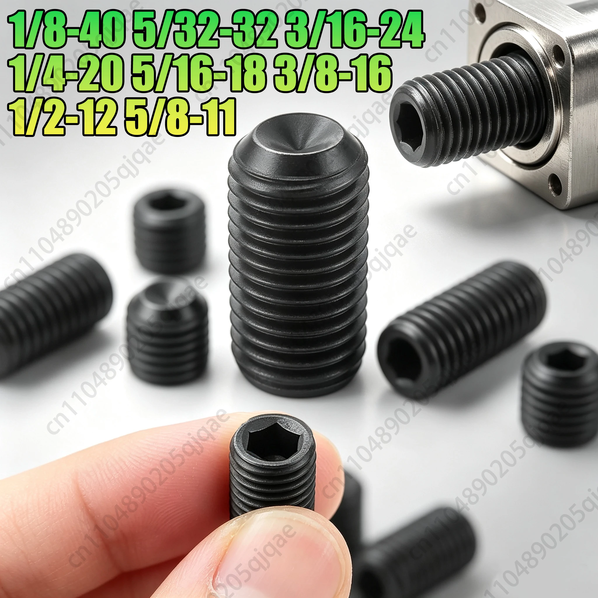 BSW 1/8-40 5/32-32 3/16-24 1/4-20 5/16-18 3/8-16 1/2-12 5/8-11 Grade 12.9 Steel Headless Hex Socket Cup Point Set Screws