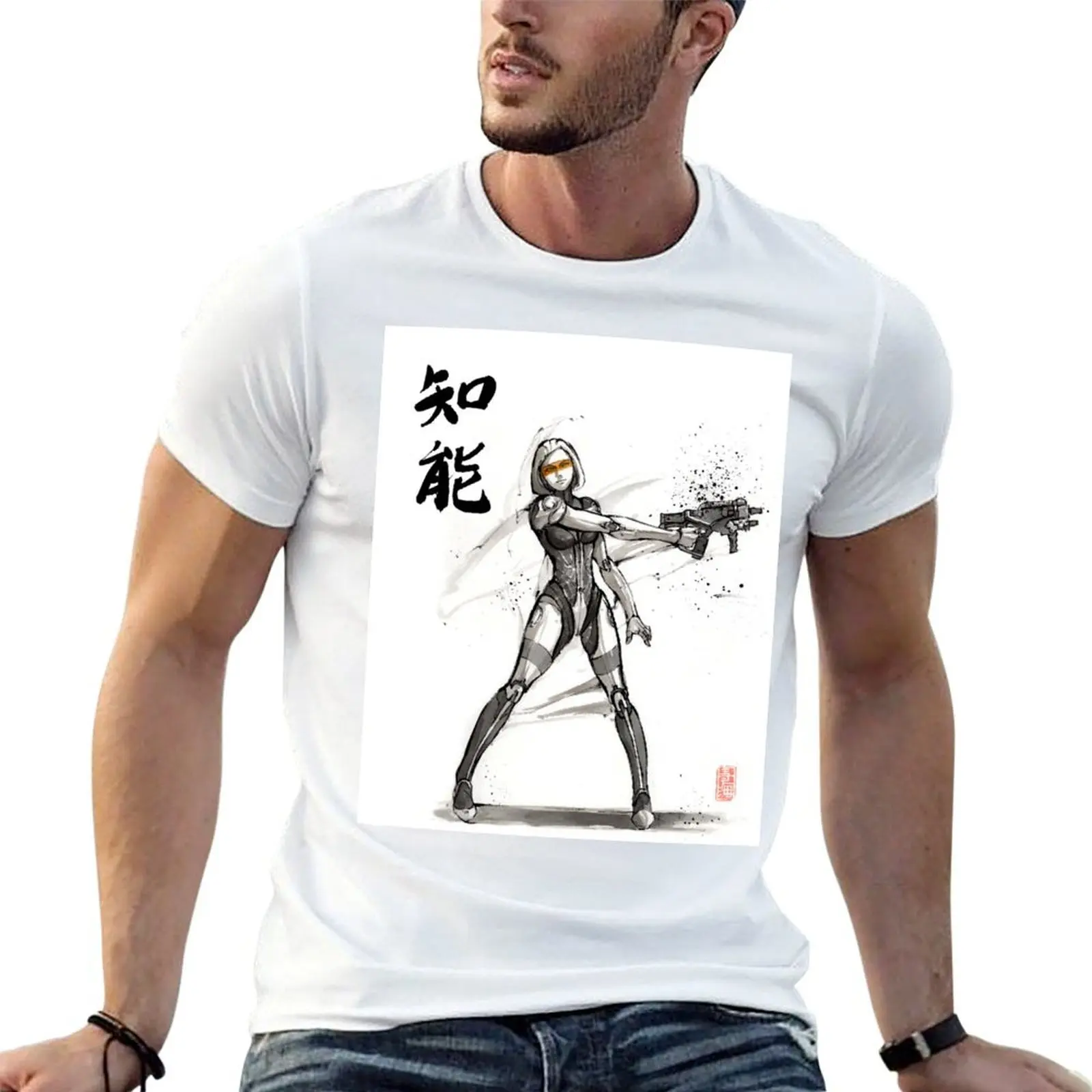 

EDI from Mass Effect Universe sumi and watercolor style T-Shirt mens graphic t shirts cotton t shirt pack T-Shirt