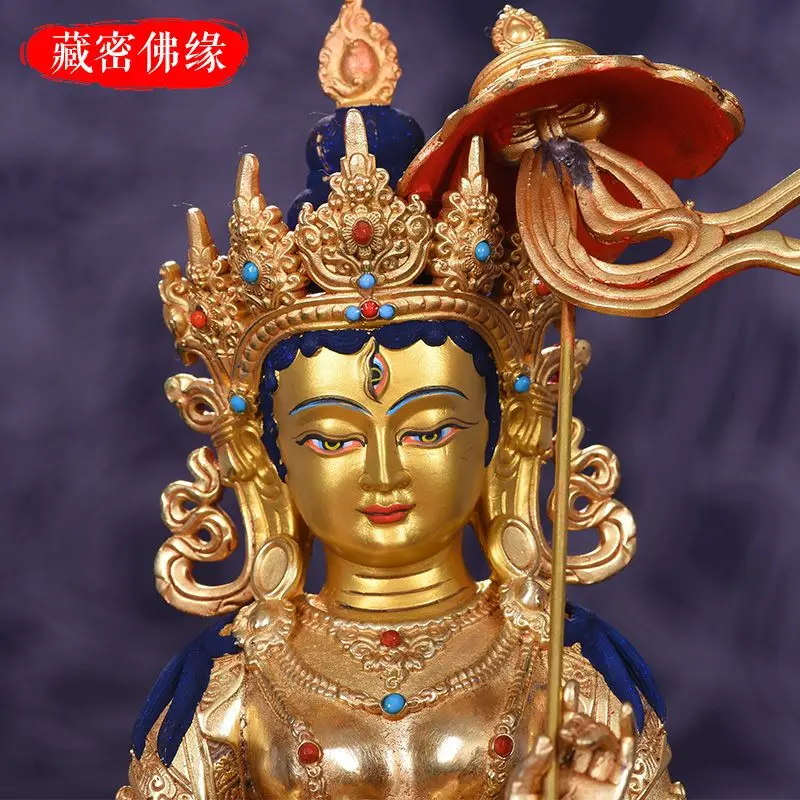 Tantra home worship big white umbrella cover Buddha mother Buddha statue pure copper gilt Tibetan household statue bronze statue