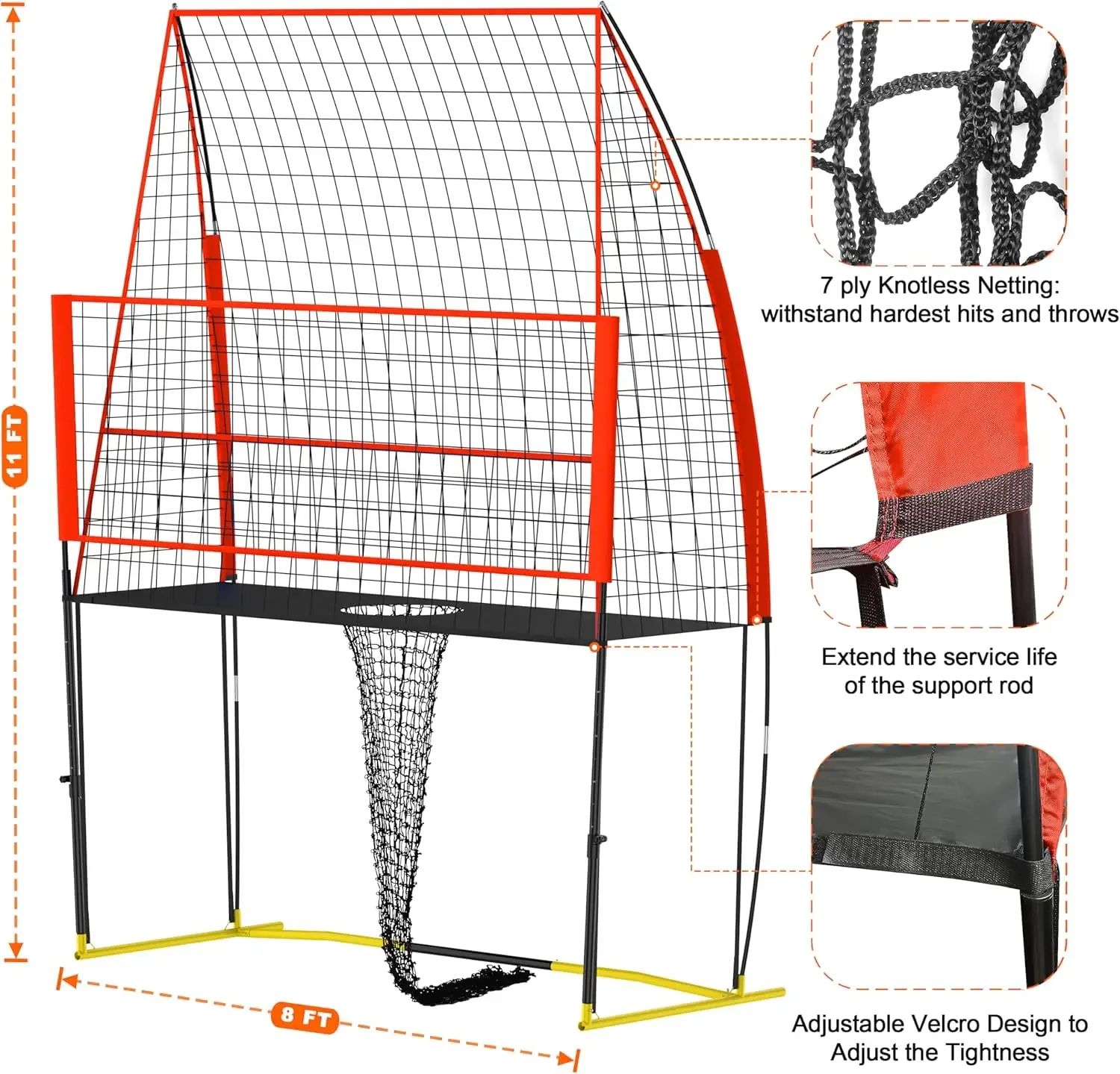 (8 X 11 FT) Volleyball Training Equipment Net for Indoor and Outdoor Volleyball Practice Net Station, Volleyball Spike Trainer P