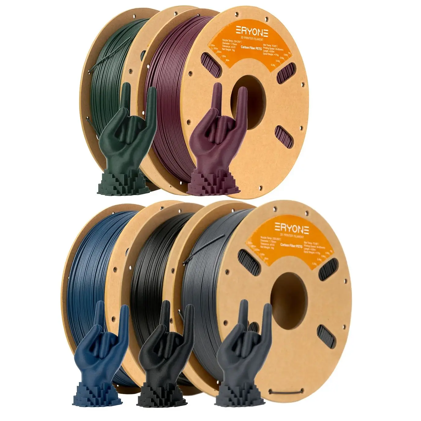 

ERYONE 1 кг PETG-CF нить 1,75 мм, усиленная углеродное волокно PETG, материал для 3D-печати для прочных, прочных прототипов и инструментов