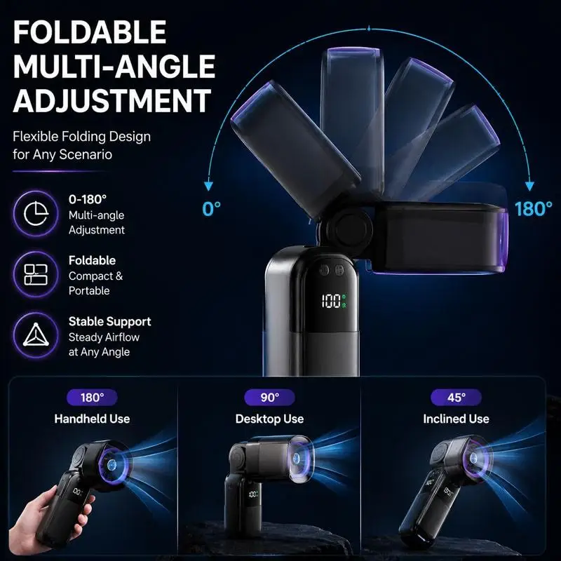 Portable Mini Foldable Handheld Turbo Fan High Speed Air Cooler_voghion.com