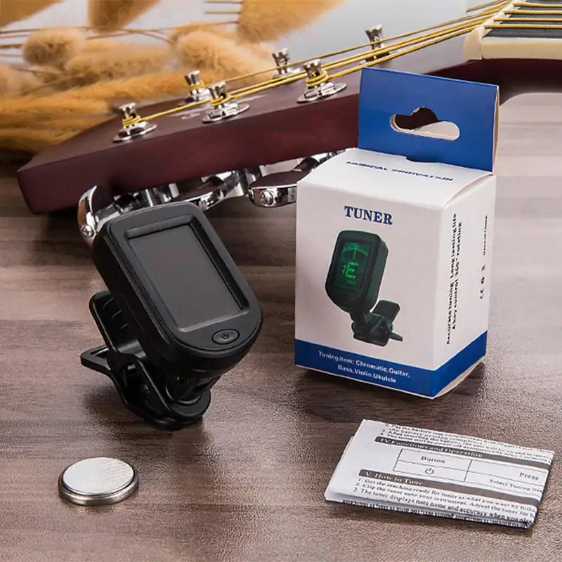 Klip Tuner Gitar Nyaman Tuner Gitar Clip On Tuner Elektronik Digital Mudah Dipasang Aksesori Gitar Akustik Capo Gitar