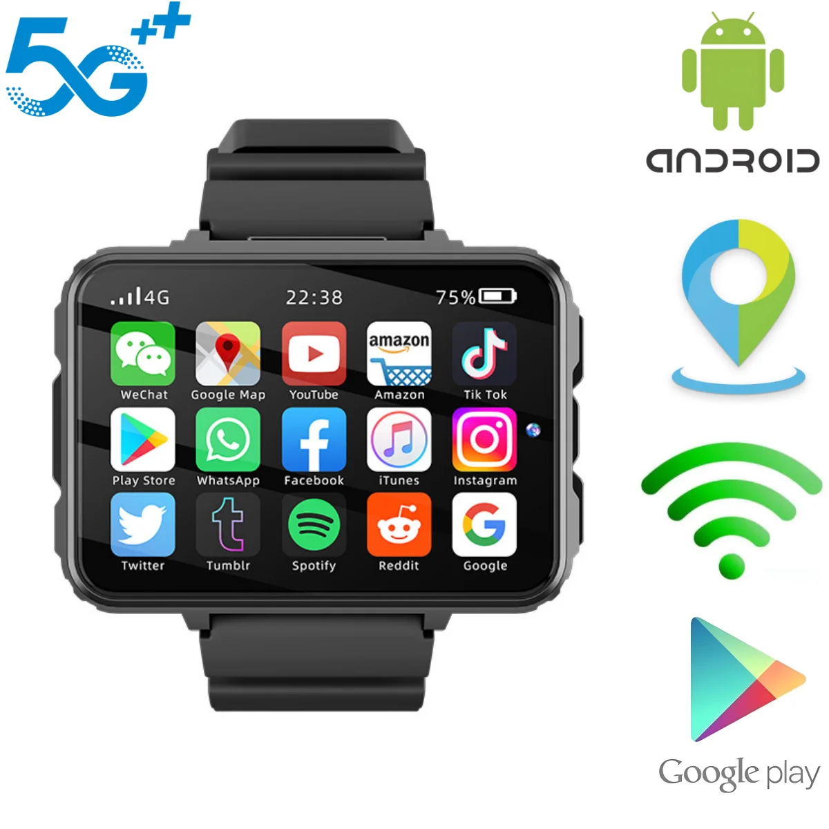 

GOLDENSPIKE VP999 5g Смарт-часы 2,4 дюйма Amoled с приложением GaoFit 500 Вт Двойная камера GPS WIFI Play Store Bluetooth Smartwatch 64 ГБ Rom