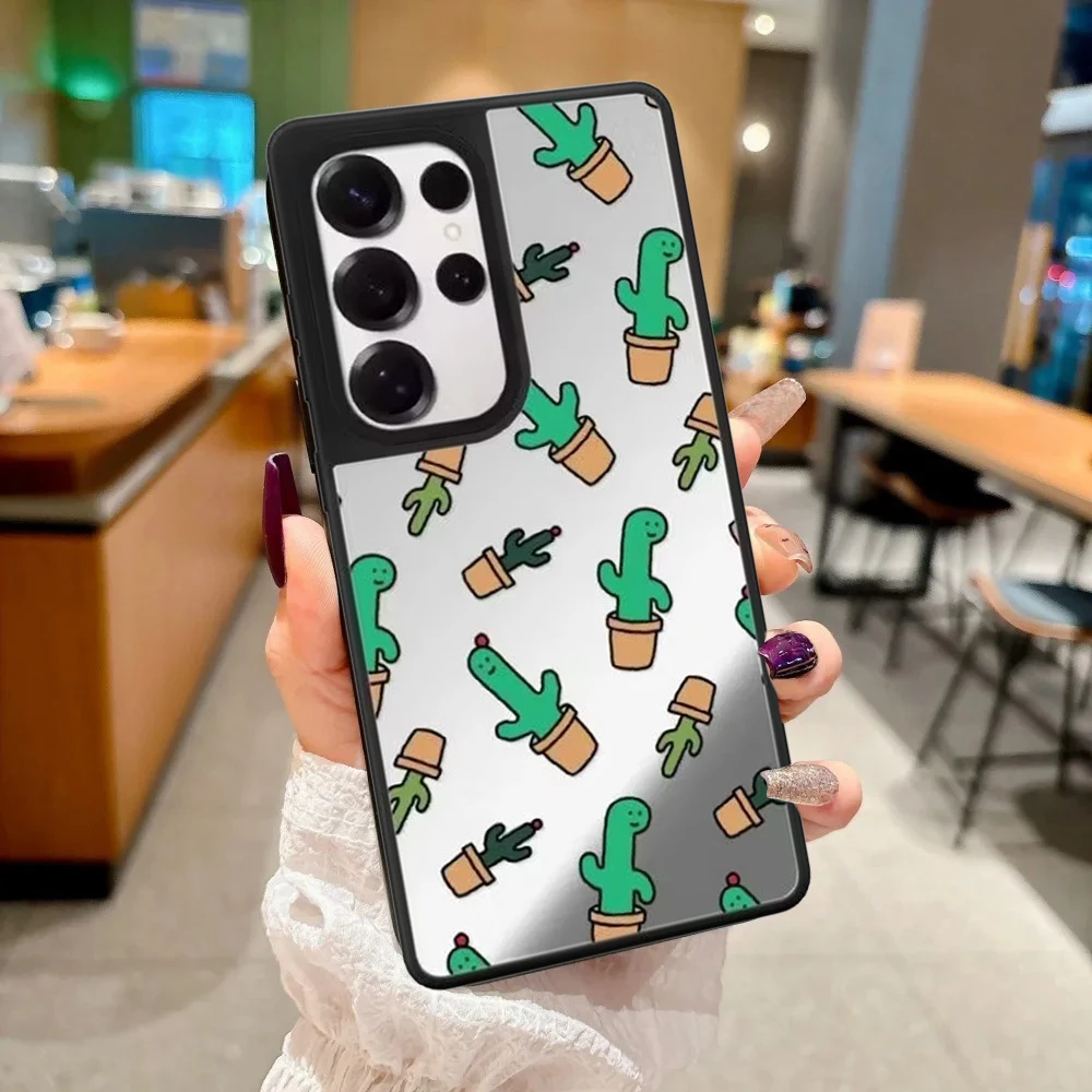 

Cartoon Potted Dinosaur Mirror Surface Magnetic Phone Cover for Samsung Galaxy S23 S24 S25 S26 Ultra S26+ Plus Case