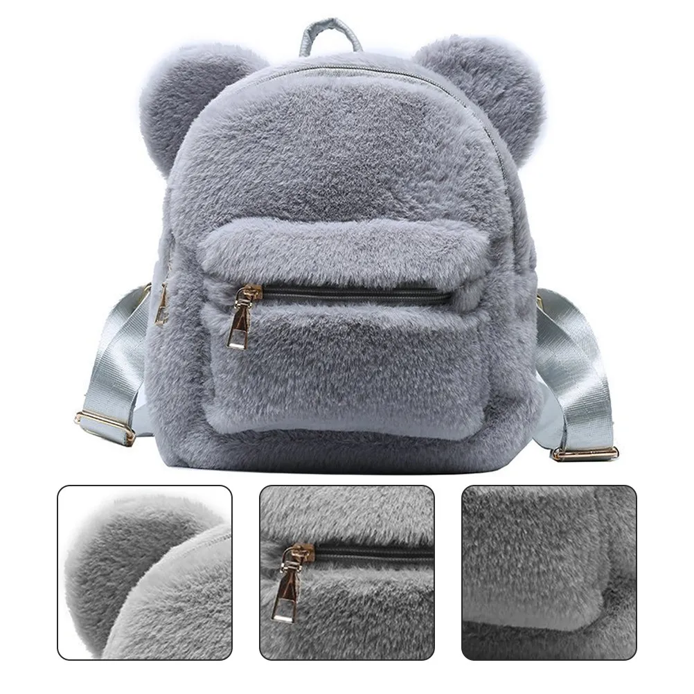 

Bear Ear Backpack Large Capacity Waterproof Shoulder Bag For Girls Cute Travel School Outdoor Dual-Shoulder Storage Pouch