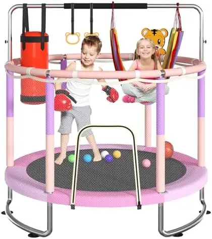 Tpoline for Kids, Upgrade Full Anti-Rust 440lbsToddler Tpoline with Net,Upgraded Ring Legs with Adjustable Gymnastics