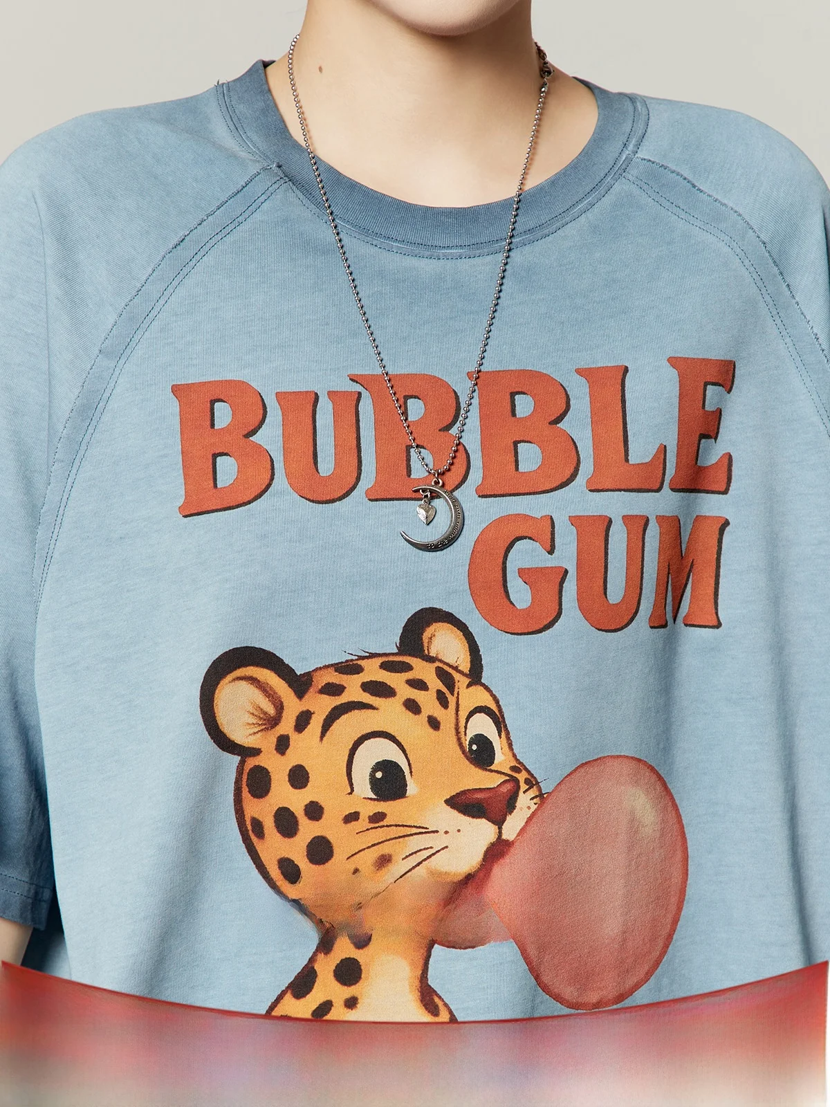 

Casual Grey Blue Leopard Print T-Shirt Women's Summer New Loose Short Sleeve Soft Comfortable Breathable round Neck Top