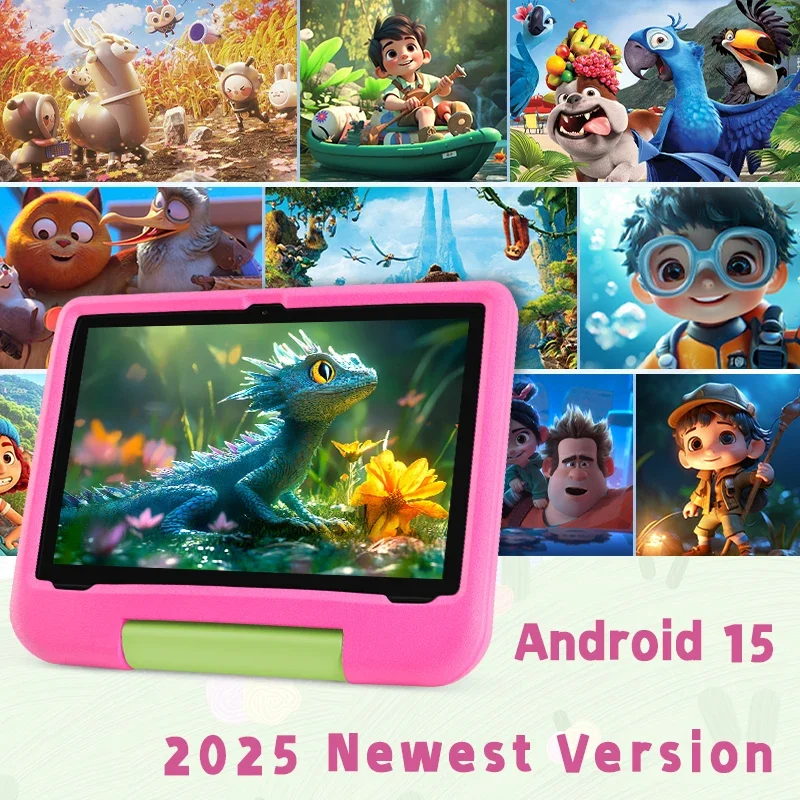 تابلت أندرويد 2025 مقاس 10.1 بوصة للأطفال مع شاشة IPS HD، 8 جيجابايت + 64 جيجابايت، كاميرات مزدوجة، 5000 مللي أمبير في الساعة، أجهزة تحكم الأبوية هدية مثالية