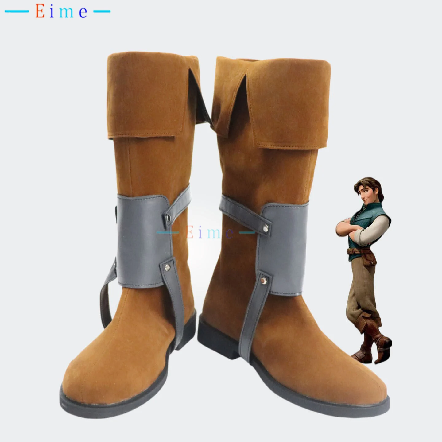 

Flynn Rider Cosplay Shoes Anime Cosplay Props Halloween Carnival Boots Custom Made Eugene Big Size PU Leather Shoes