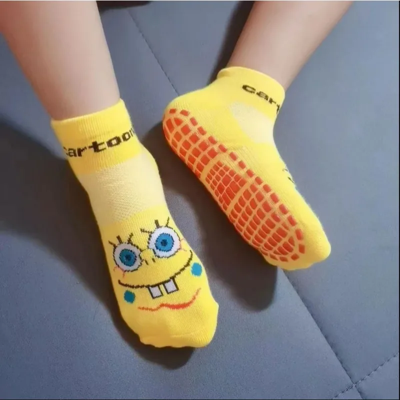 SpongeBob Children Trampoline Socks Adult Non Slip Yoga Socks Girl Boy Anti-slip Massage Ankle Sock Baby Floor Socks Anime Gift