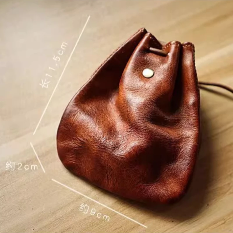 Japanese Style Genuine Soft Leather Wallet Mini Purse Key Coin Bag Multifunctional Waist Pack for Men Women Handmade view 6
