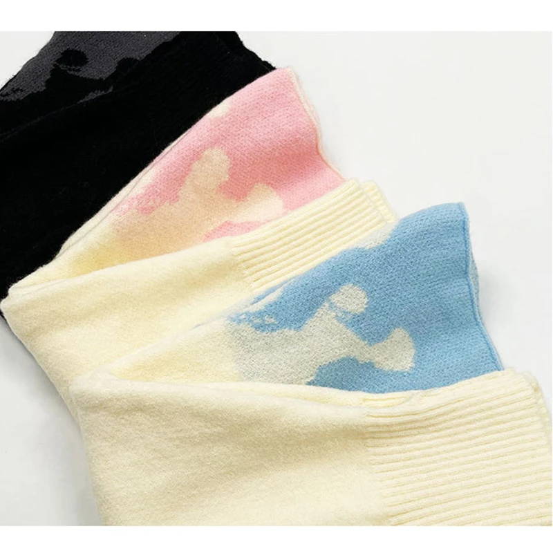 Lolita Knitted Wide Leg Socks for Warm Y2K Girls Calf Covers for Winter Leg Warmers Leg Socks Dark Gothic Punk Flame Leg Covers