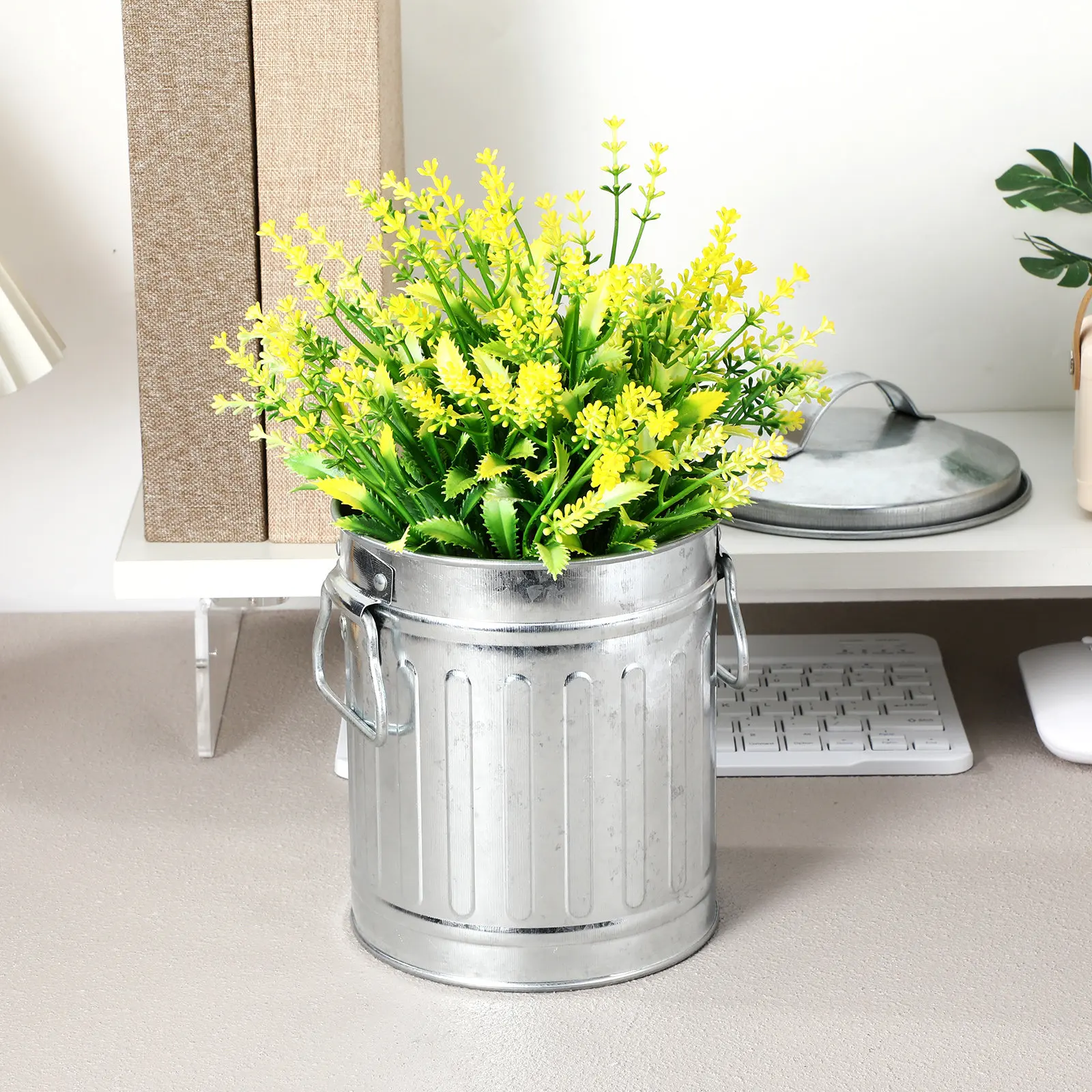 

Маленькая мусорная корзина с крышкой, элегантный настольный контейнер для мусора для дома, офиса, свадьбы, декора в стиле фермерского дома, подставка для ручек, ваза для цветов