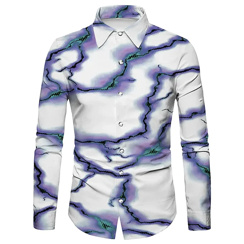 Camisas con estampado 3D para hombre, ropa informal de manga larga con patrones de rayos, para todos los días, primavera y verano, nueva moda