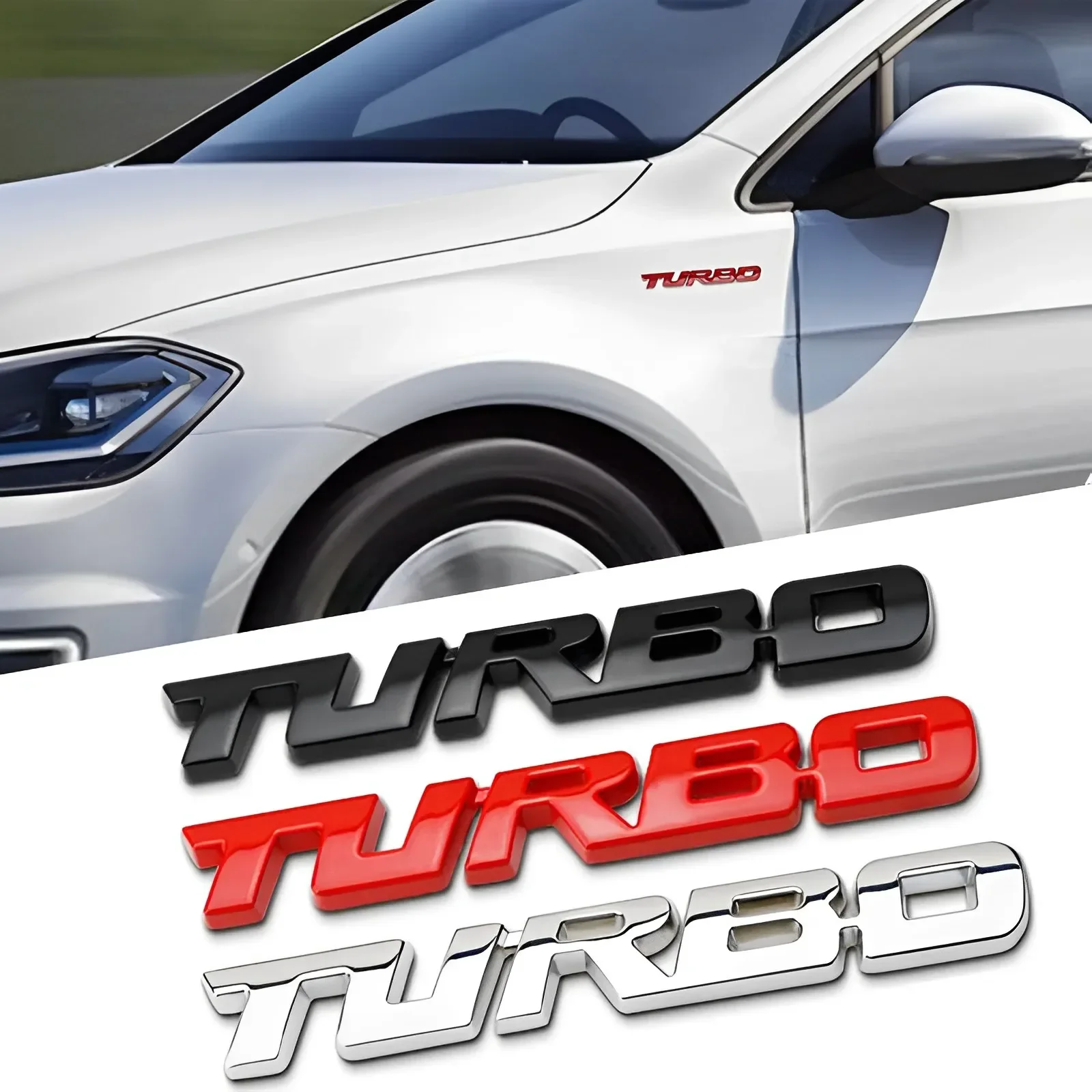 TURBO 3D Alloy Metal Letter Car Sticker Car Motorcycle 3D Emblem Badge Sticker Decal Car Styling Decor Auto Exterior Accessories