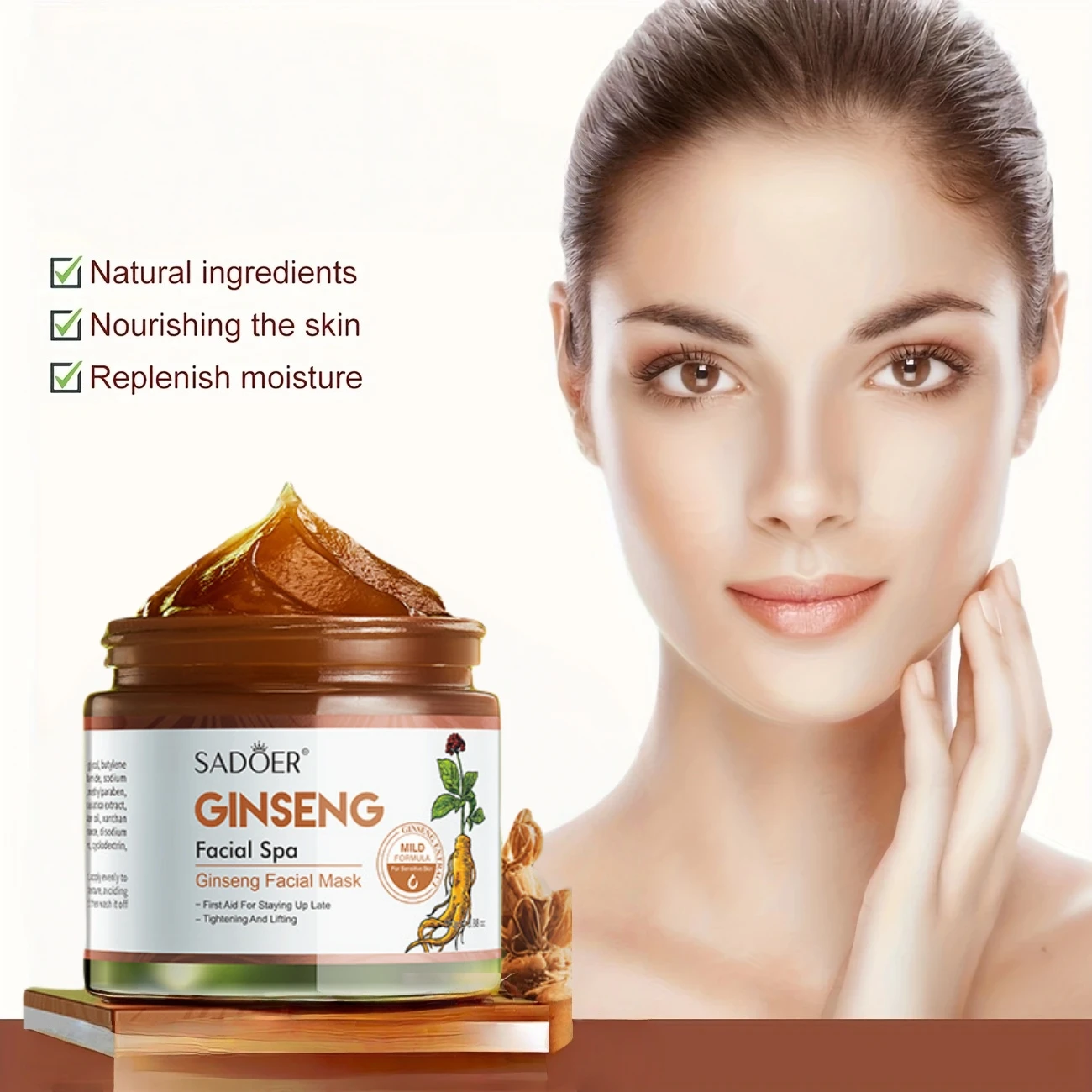 Ginseng Face Mask 110g, Contains Ginseng Ingredients, Deeply Moisturizes and Nourishes, Hypoallergenic Facial Care, Alcohol-Free, Natural Ginseng Essence, Long-Lasting Hydration, Suitable for All Skin Types, Unisex, Suitable for Daily Use and Holiday Gifts.