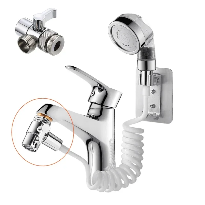 Faucet 1 in 2 Out Water Distributor Switch Shower Basin Faucet Diverter Valve External Washing Machine Water Pipe Switch Valve