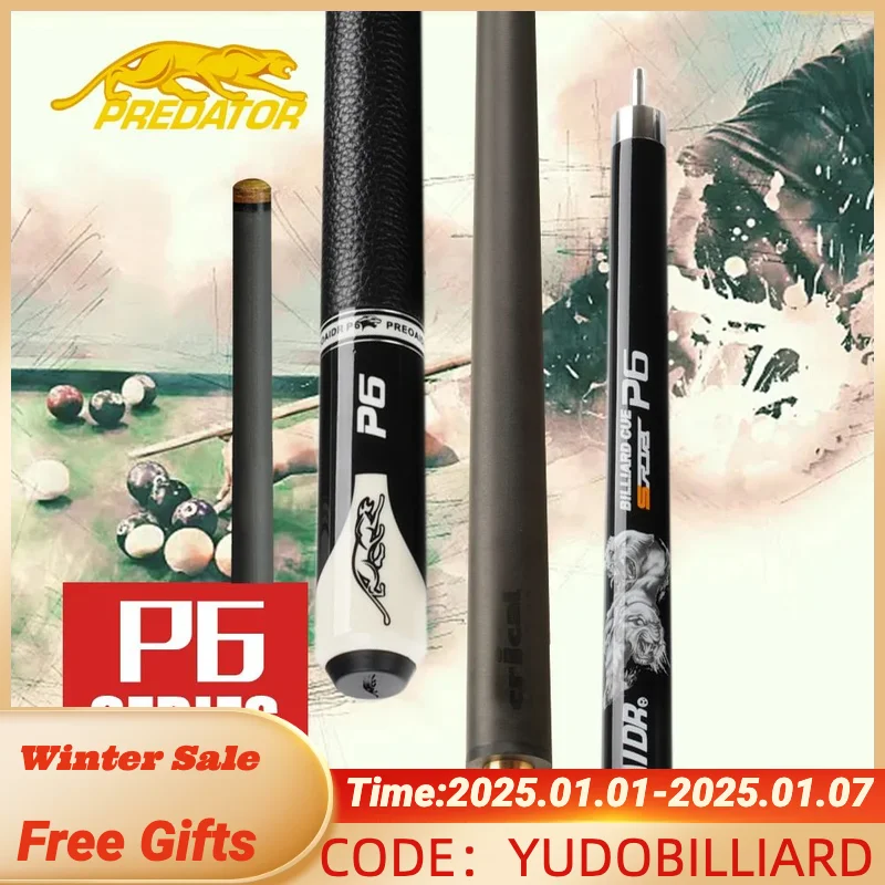 PREOAIDR P6 Billiards Carbon Fiber Pool Cue Stick 11.5/12.4mm Tip Uniloc Joint Billiard Cue Carbon Technology Carbon Energy Cue