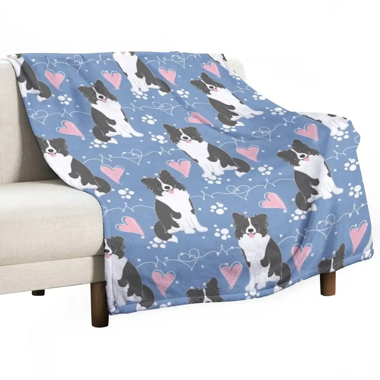 

LOVE Border Collie - Black and White 3 Throw Blanket Thin blankets ands Blankets