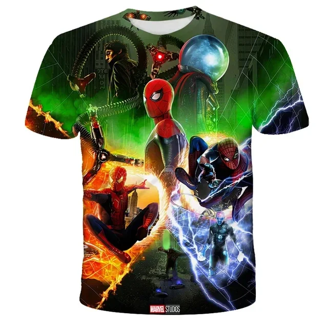 

Marvel Spiderman Pattern 3D Printed Men's T-Shirt Fashion Kids Boys Short Sleeve Top Street Fashion Oversized T-Shirt