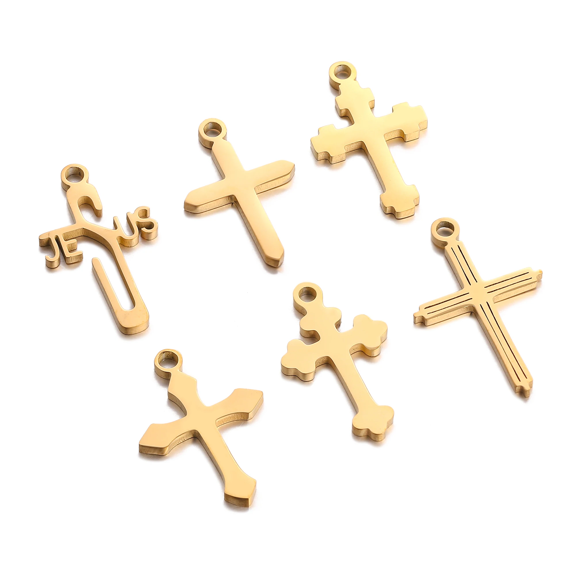 5pcs/Lot Stainless Steel Cross Charms Diy Earrings Necklace Bracelet Virgin Mary Charms for Jewelry Making Supplies Wholesale