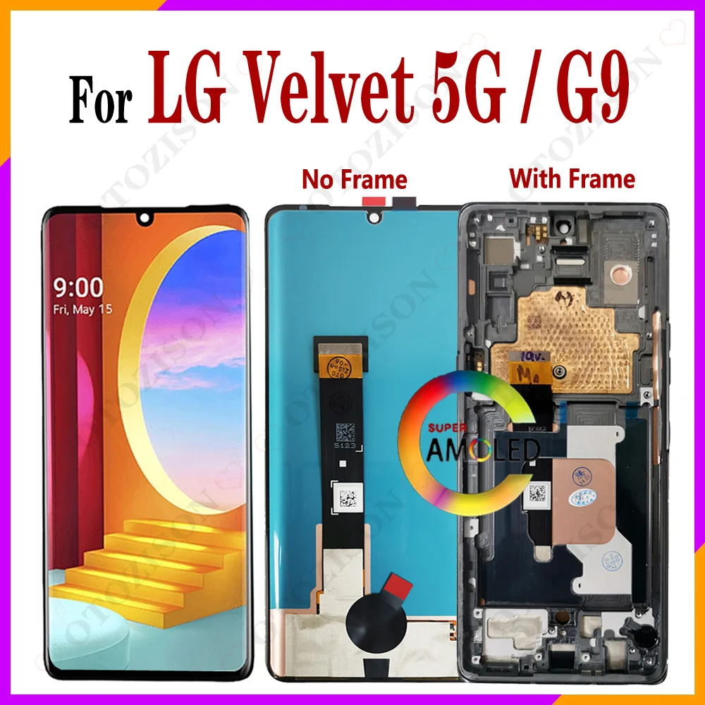 6,8 "AMOLED para LG Velvet 5G LCD con marco G9 ThinQ pantalla LM-G900N G900 pantalla LCD Panel táctil digitalizador montaje G9 LCD