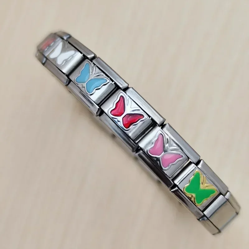 Hot Selling Butterfly Series Italian Module DIY 9mm Charm Bracelet Combination Bracelet Personality Jewelry Wholesale