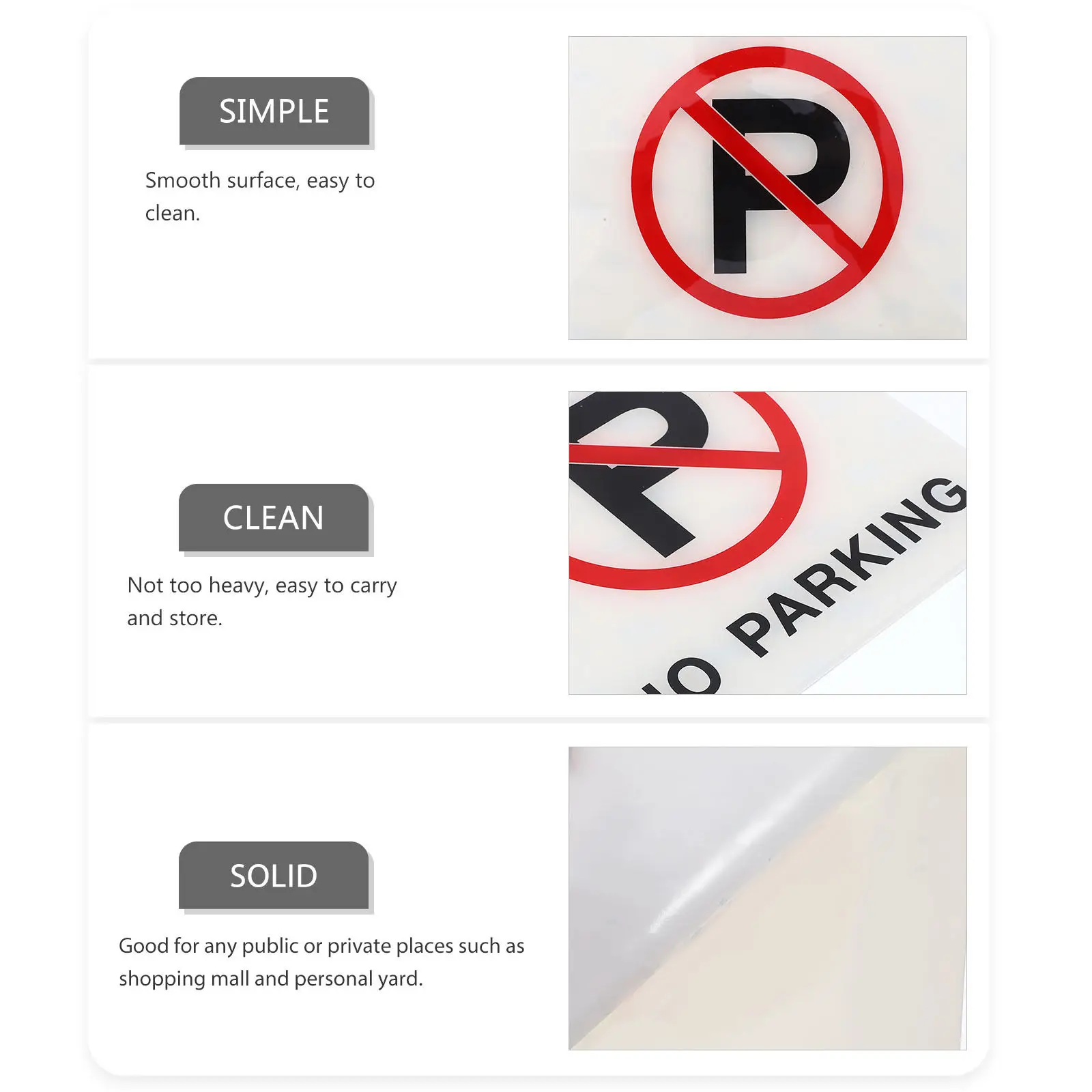 No Parking Sign Weatherproof Acrylic Material No Parking Reminder Sign for Public Private Areas Traffic Safety